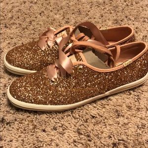 Kate spade x Keds rose gold glitter shoes!!